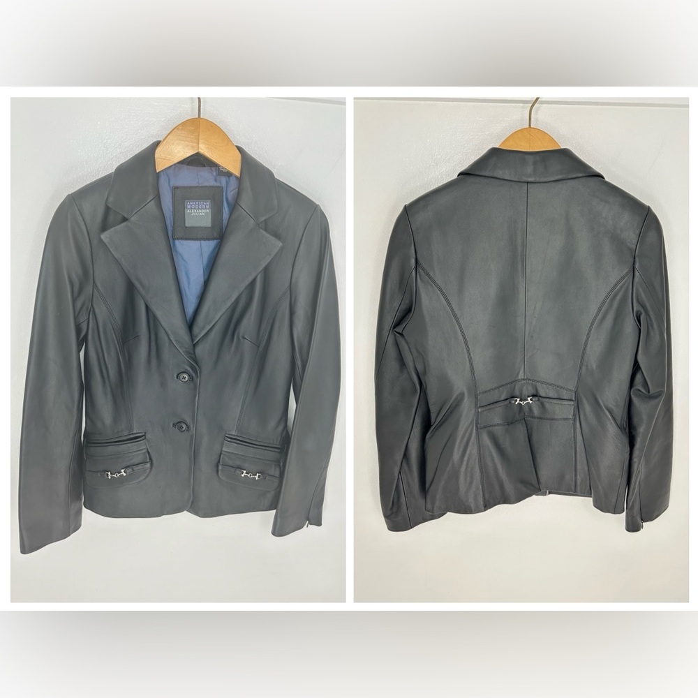 Alexander Julian American Modern Size‎ Small Lamb Leather Blazer Jacket Buckle